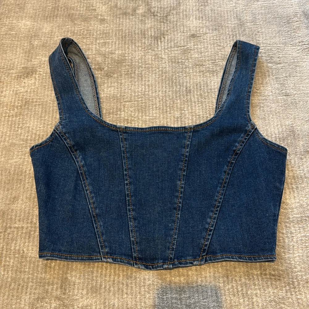 TopShop Denim Cropped Tank Top